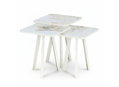 Weißes Holz Couchtisch-Set im modernen Design