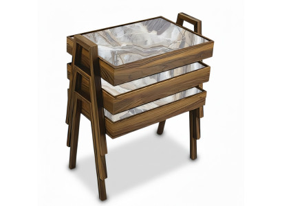 Elegantes graues Couchtisch-Set aus Holz im modernen Design