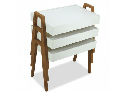 Elegantes weißes Couchtisch-Set aus Holz im modernen Stil