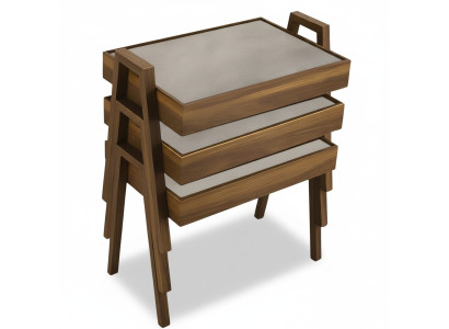 Moderner grauer Holz-Couchtisch-Set für Wohnzimmer