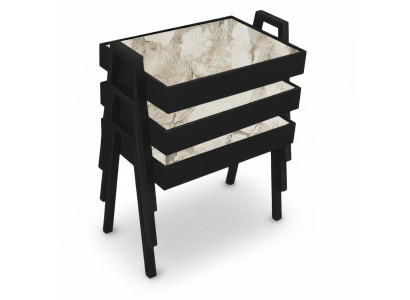 Schwarzes Holz Couchtisch-Set Modern Elegantes Wohnzimmermöbel