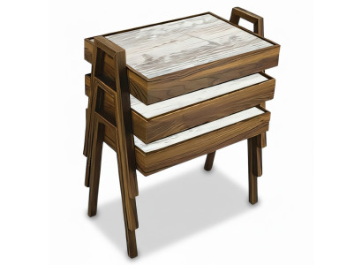 Elegantes graues Couchtisch-Set aus Holz im modernen Stil