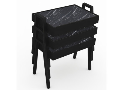 Elegantes schwarzes Couchtisch-Set aus Holz im modernen Design