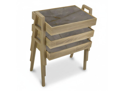 Elegantes graues Couchtisch-Set aus Holz im modernen Stil