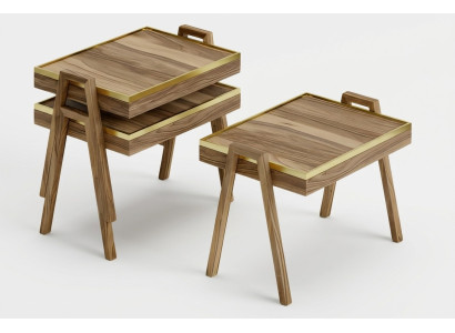 Couchtisch-Set aus Holz in Braun modern minimalistisch