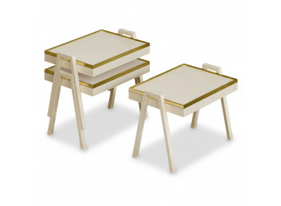 Couchtisch-Set aus Holz in Beige modern elegant