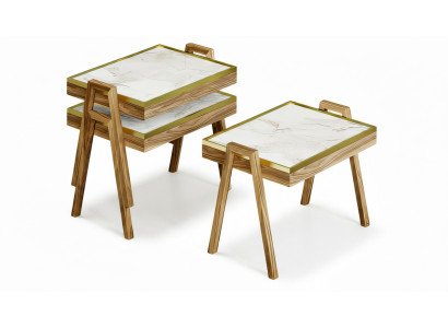 Couchtisch-Set aus Holz in Beige modern elegant