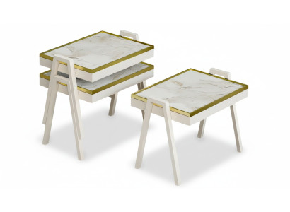 Weißes Holz Couchtisch-Set modern elegant