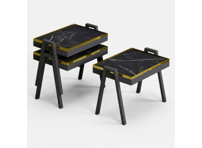 Schwarzes Holz Couchtisch-Set modern und stilvoll