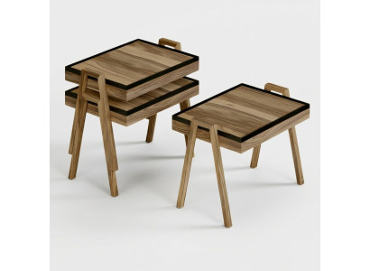 Eleganter brauner Holz-Couchtisch-Set im modernen Design