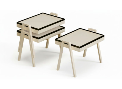 Couchtisch-Set aus Holz in Beige, eleganter moderner Stil