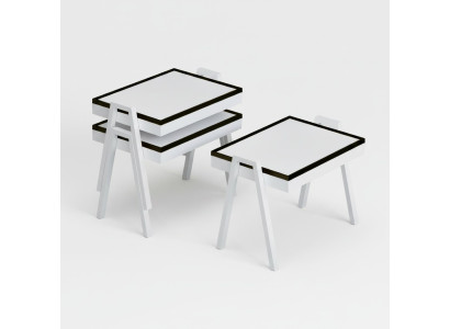 Elegantes weißes Couchtisch-Set aus Holz modernes Design