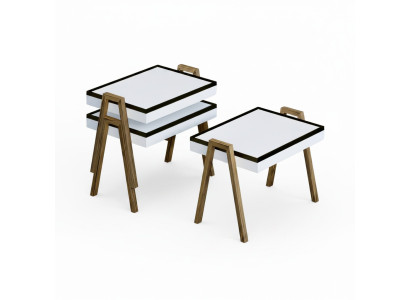 Elegantes weißes Couchtisch-Set aus Holz im modernen Stil