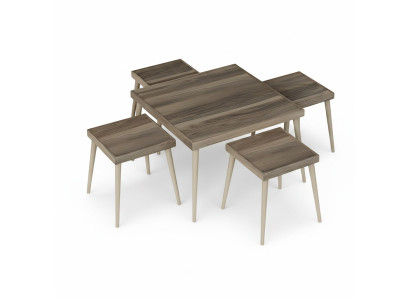 Wohnzimmer-Set aus Holz in Braun modern elegant