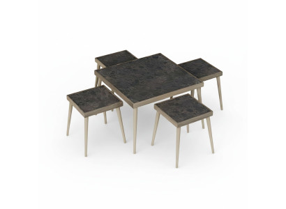 Elegantes schwarzes Wohnzimmer-Set aus Holz und MDF in klassischem