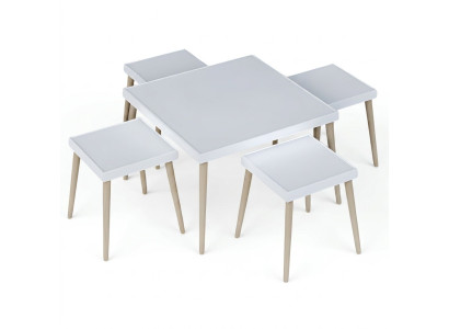 Elegantes weißes Wohnzimmer-Set aus Holz mit modernem Design