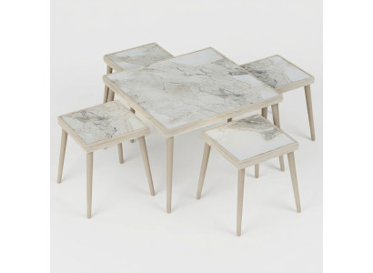 Elegantes Wohnzimmer-Set in Beige aus Holz und MDF