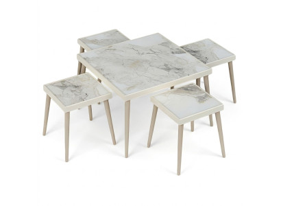 Elegantes Wohnzimmer-Set aus Holz in Beige mit modernem Design