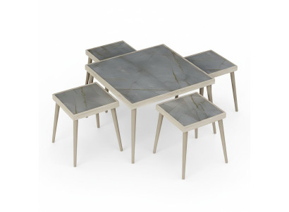 Wohnzimmer-Set Grau aus Holz im modernen Design
