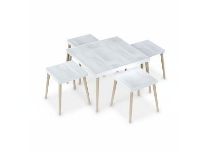 Elegantes weißes Wohnzimmer-Set aus Holz und MDF