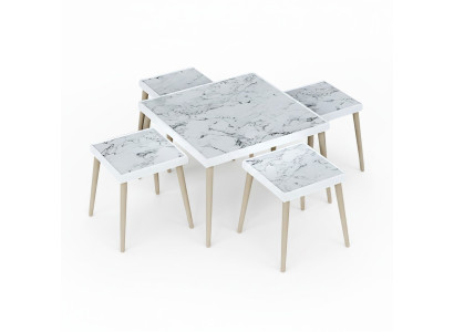 Elegantes weißes Wohnzimmer-Set aus Holz im modernen Stil