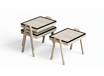 Couchtisch-Set aus Holz in Beige modern und stilvoll