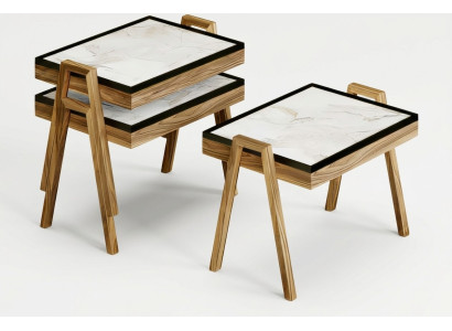 Couchtisch-Set aus Holz in Beige modern eleganter Wohnstil