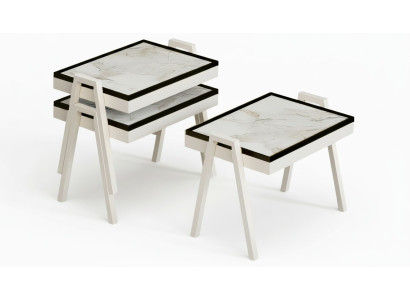 Weißes Holz Couchtisch-Set im modernen Design