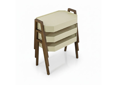 Elegantes Beiges Holz Couchtisch-Set im modernen Stil