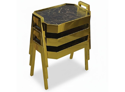 Elegantes schwarzes Couchtisch-Set aus Holz für modernes Wohnzimmer