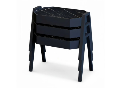 Elegantes schwarzes Couchtisch-Set aus Holz im modernen Design