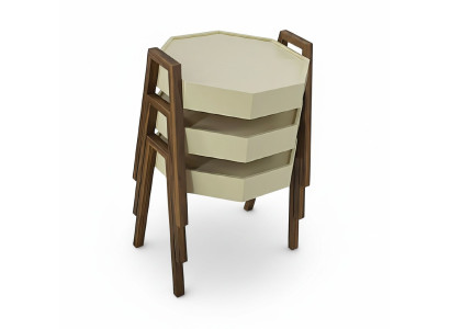 Elegantes Beiges Holz Couchtisch-Set Modern Wohnzimmermöbel