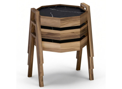 Elegantes schwarzes Holz Couchtisch-Set modern und robust