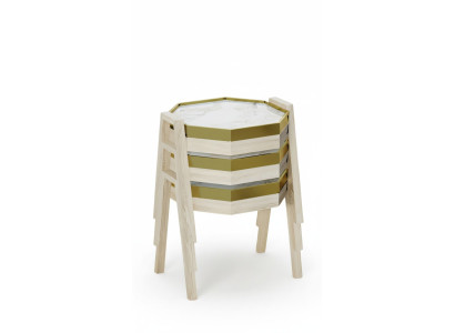Elegantes Beigefarbenes Couchtisch-Set aus Holz im modernen Stil