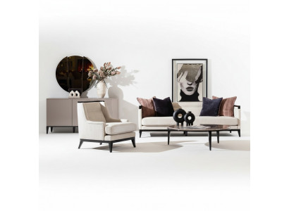 Moderner weißer Textil-Sessel aus Holz für Wohnzimmer