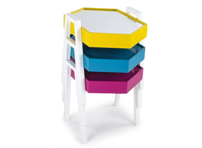Mehrfarbiges Holz Couchtisch-Set modern und stilvoll