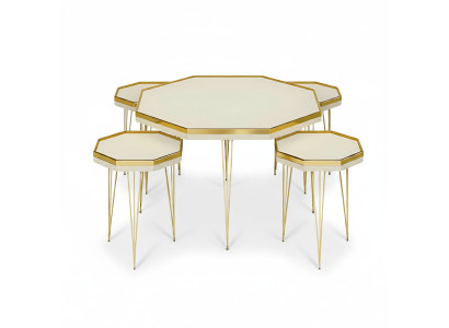 Modernes Wohnzimmer-Set Weiß MDF Edelstahl elegant