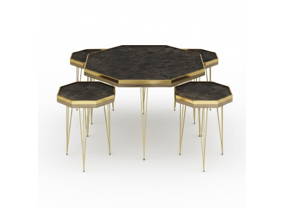 Modernes Wohnzimmer-Set Schwarz Edelstahl MDF Elegant