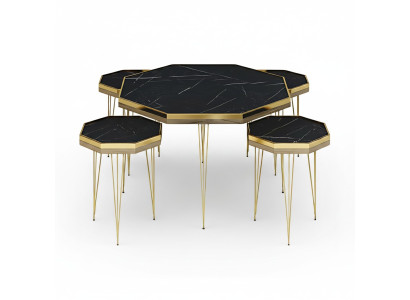 Elegantes Wohnzimmer-Set Schwarz MDF Edelstahl modern