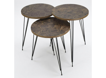 Elegantes braunes Couchtisch-Set aus Holz und Metall