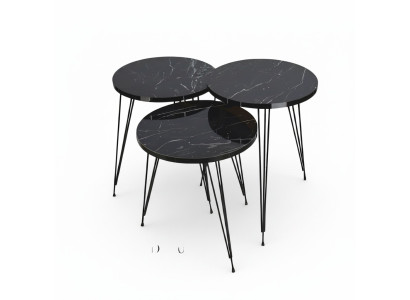 Elegantes schwarzes Couchtisch-Set aus Holz und Metall