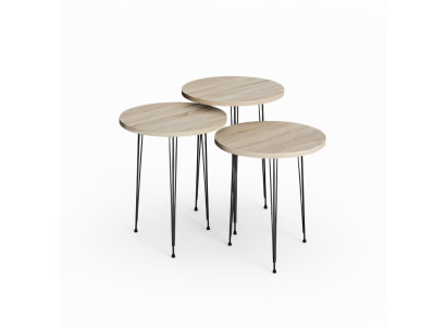 Elegantes braunes Couchtisch-Set aus Holz und Metall