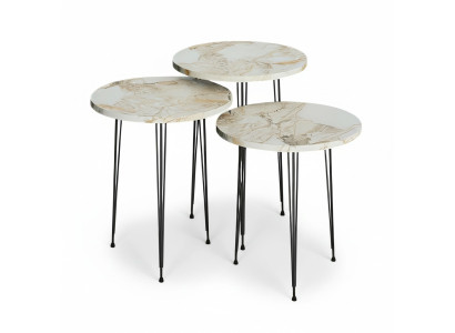 Elegantes Beiges Couchtisch-Set aus Holz und Metall
