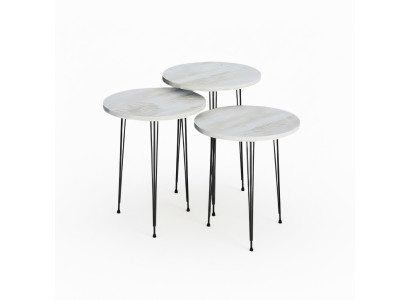 Elegantes Beigefarbenes Couchtisch-Set aus Holz und Metall