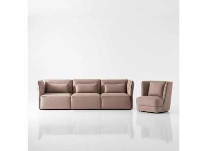 Modern beige Textilsofa und Sessel im Wohnzimmer Set