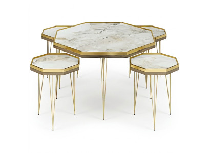 Moderner Wohnzimmer-Set in Mehrfarbig aus MDF und Edelstahl