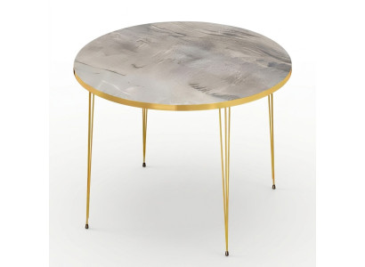 Moderner grauer Couchtisch aus Holz mit Edelstahlrahmen