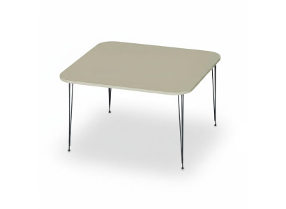 Eleganter Beigefarbener Couchtisch aus Holz mit Edelstahl-Design