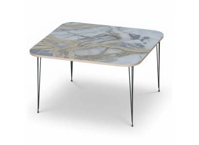 Mehrfarbiger Holz-Edelstahl Couchtisch modern elegant