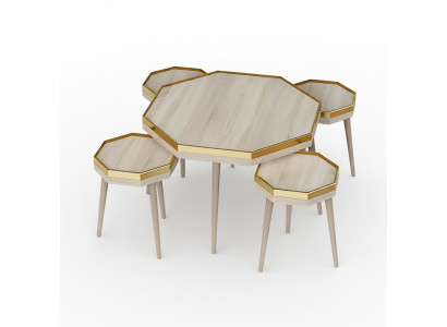 Wohnzimmer-Set Beige Holz Modern Elegant